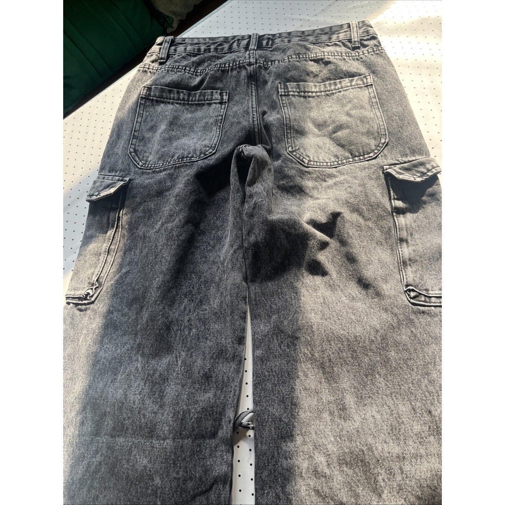 Disclosure Washed Black Cargo Jeans Wide Leg Y2K Streetwear Utility Pants 9/29 - Picture 11 of 11